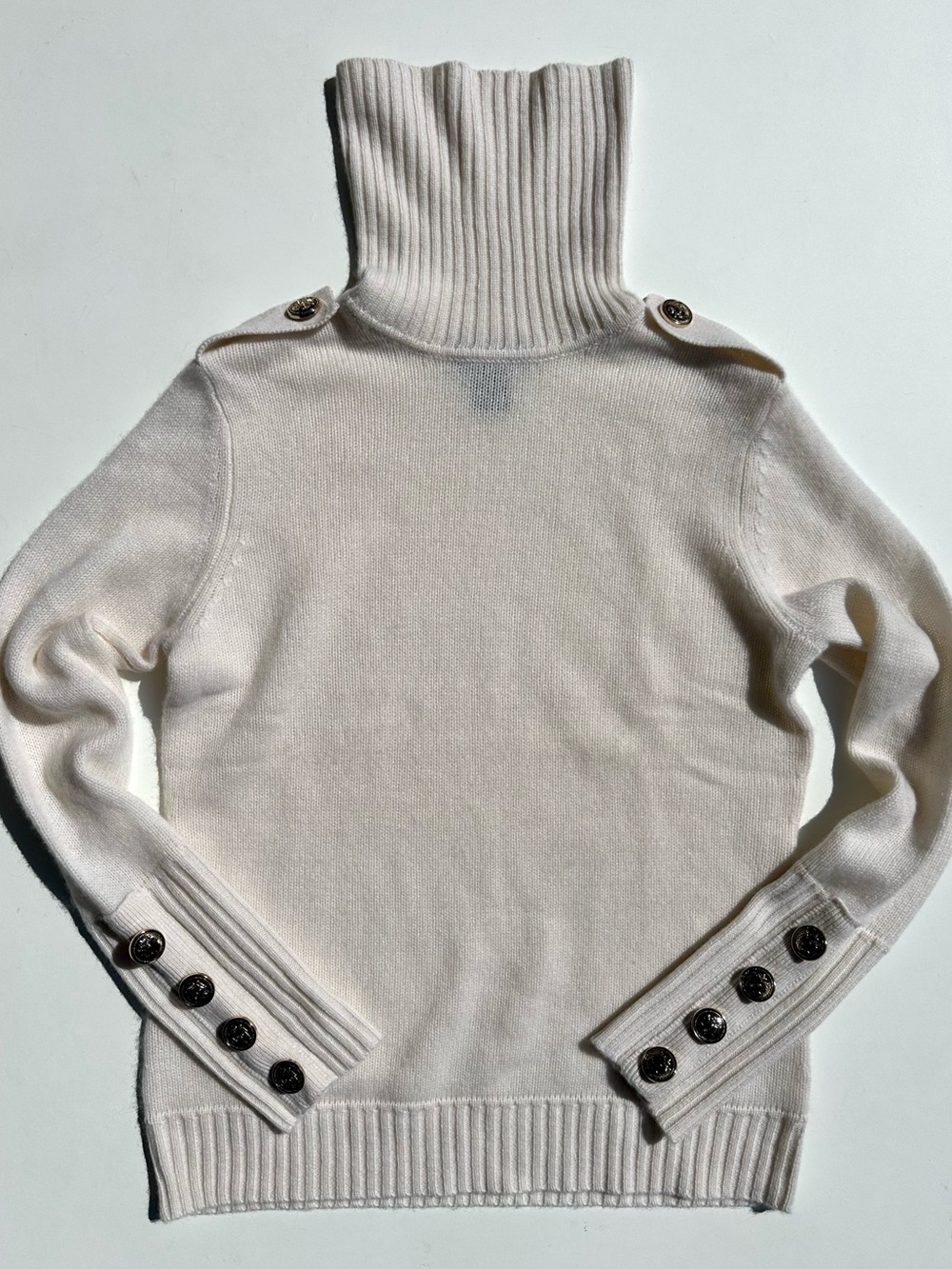 C by Bloomingdale’s 100% 2-Ply Cashmere Turtleneck Button-Cuff Women’s Sweater S